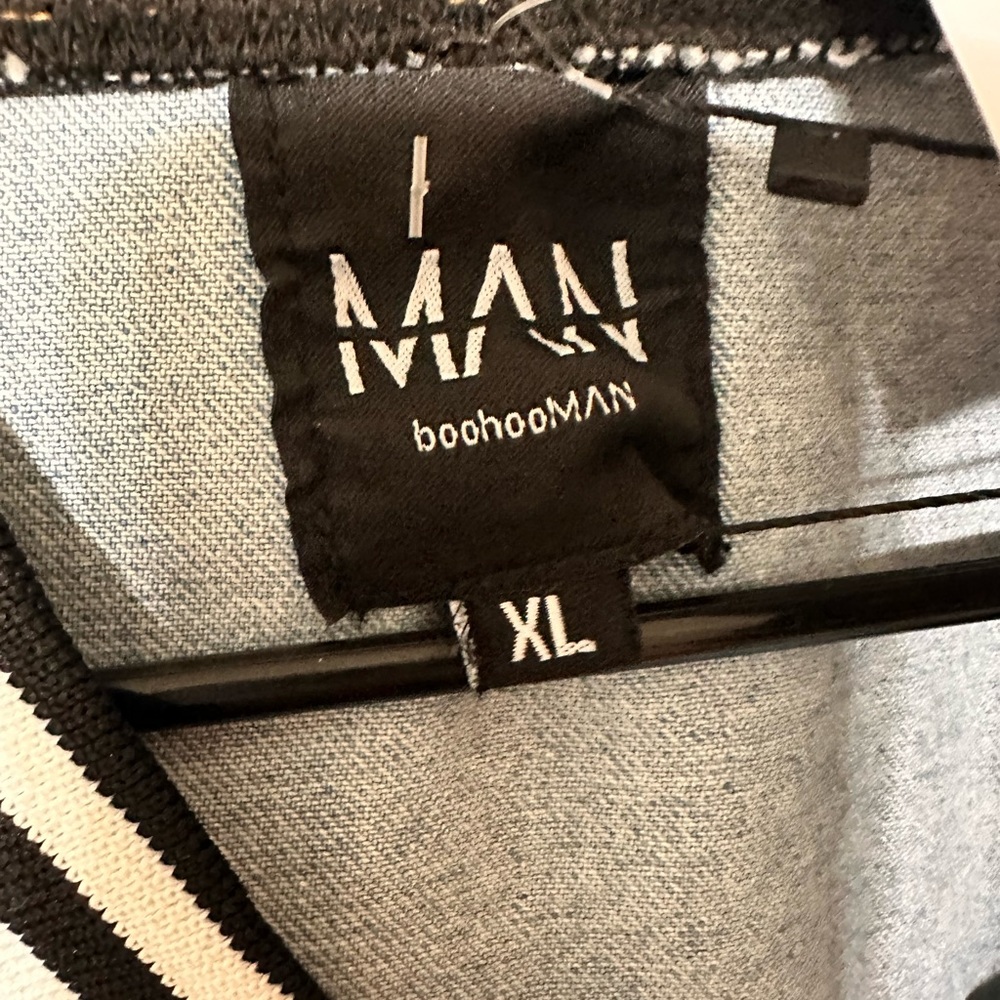 Boohooman mens varsity denim bomber jacket - Picture 4 of 5